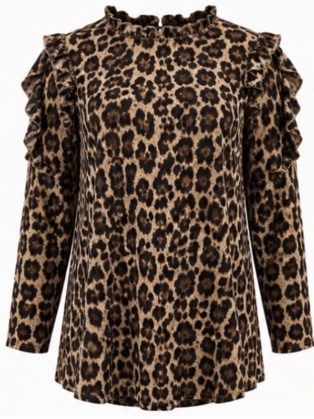 NWT Hayden LA Leopard Ruffle Shoulder Tunic Top 1XL